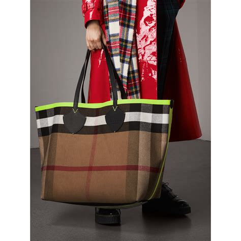 burberry the giant reversible tote|Burberry checked canvas tote bag.